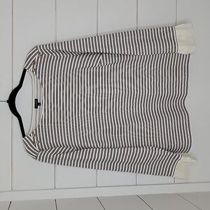 TALBOTS xl off-white & black stripe with metallic threading knit top